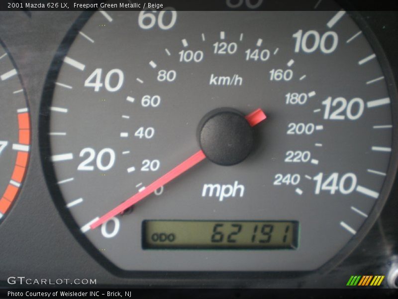 Freeport Green Metallic / Beige 2001 Mazda 626 LX