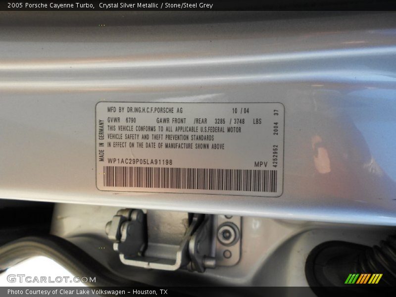 Crystal Silver Metallic / Stone/Steel Grey 2005 Porsche Cayenne Turbo