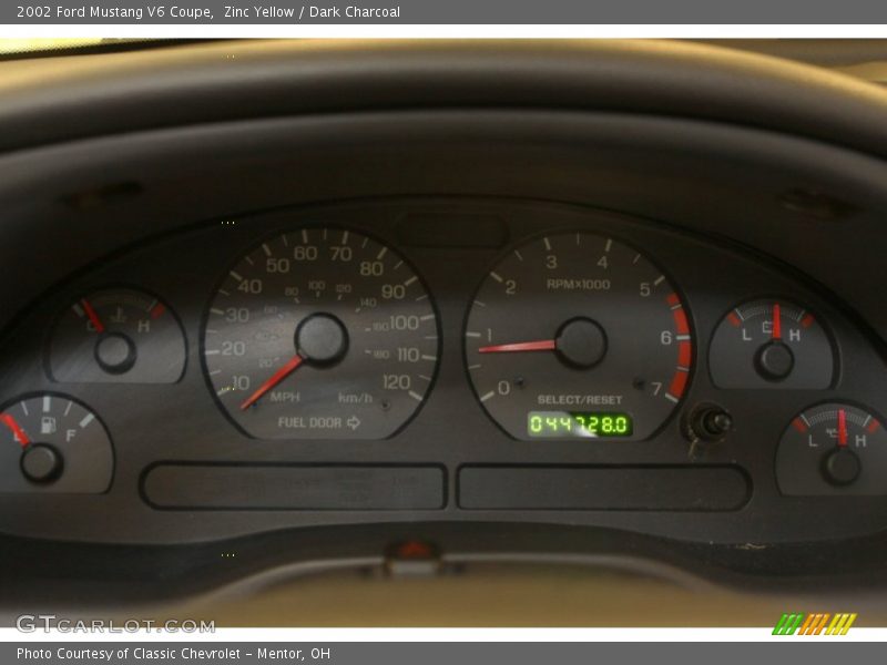 Zinc Yellow / Dark Charcoal 2002 Ford Mustang V6 Coupe