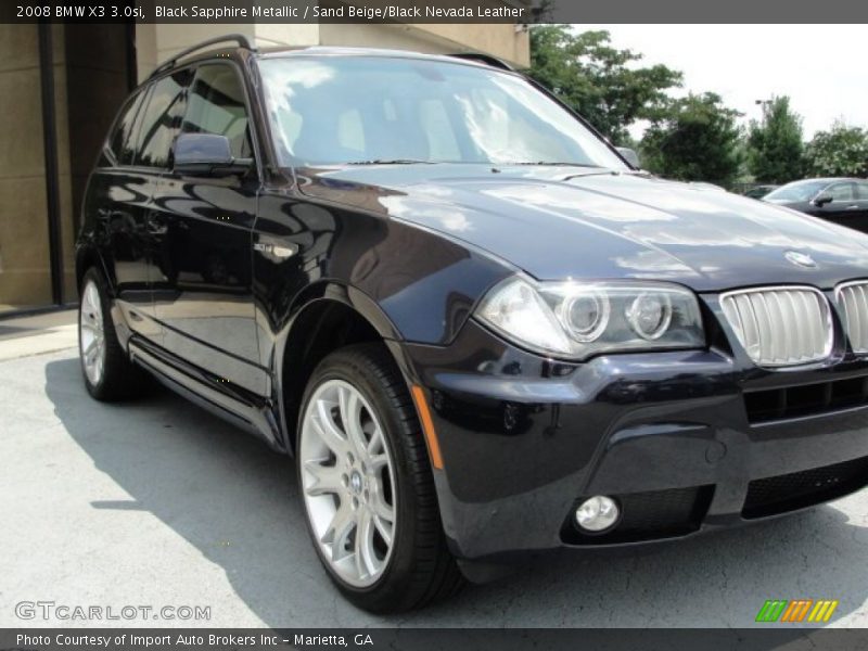 Black Sapphire Metallic / Sand Beige/Black Nevada Leather 2008 BMW X3 3.0si