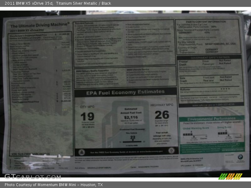 Titanium Silver Metallic / Black 2011 BMW X5 xDrive 35d