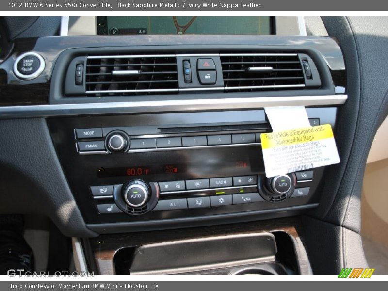 Controls of 2012 6 Series 650i Convertible