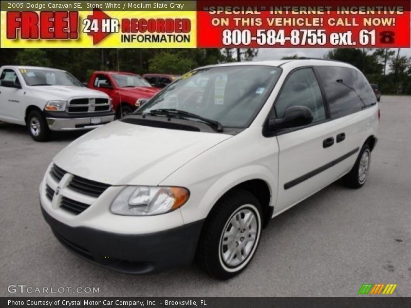 Stone White / Medium Slate Gray 2005 Dodge Caravan SE