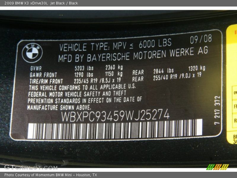 Jet Black / Black 2009 BMW X3 xDrive30i