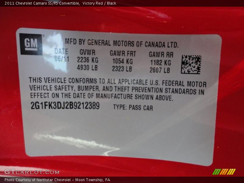 Victory Red / Black 2011 Chevrolet Camaro SS/RS Convertible