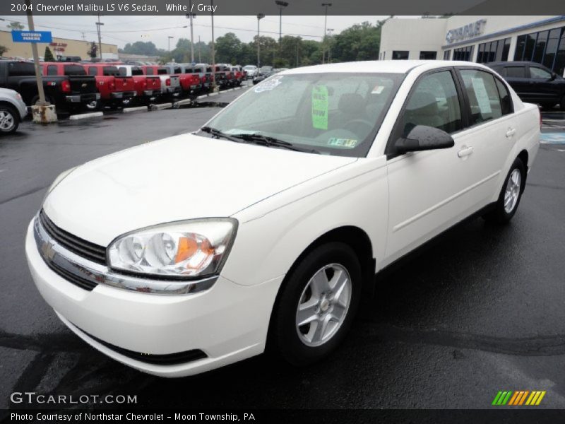 White / Gray 2004 Chevrolet Malibu LS V6 Sedan