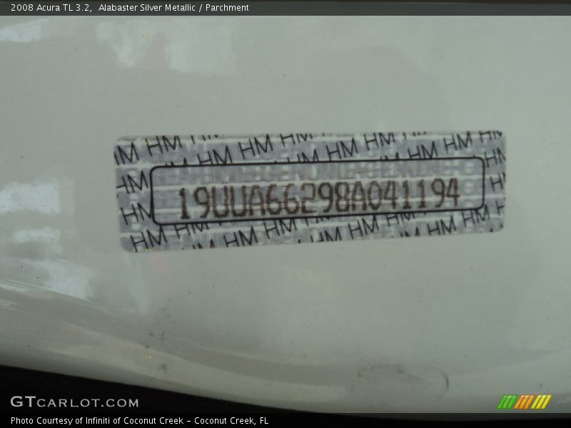 Alabaster Silver Metallic / Parchment 2008 Acura TL 3.2