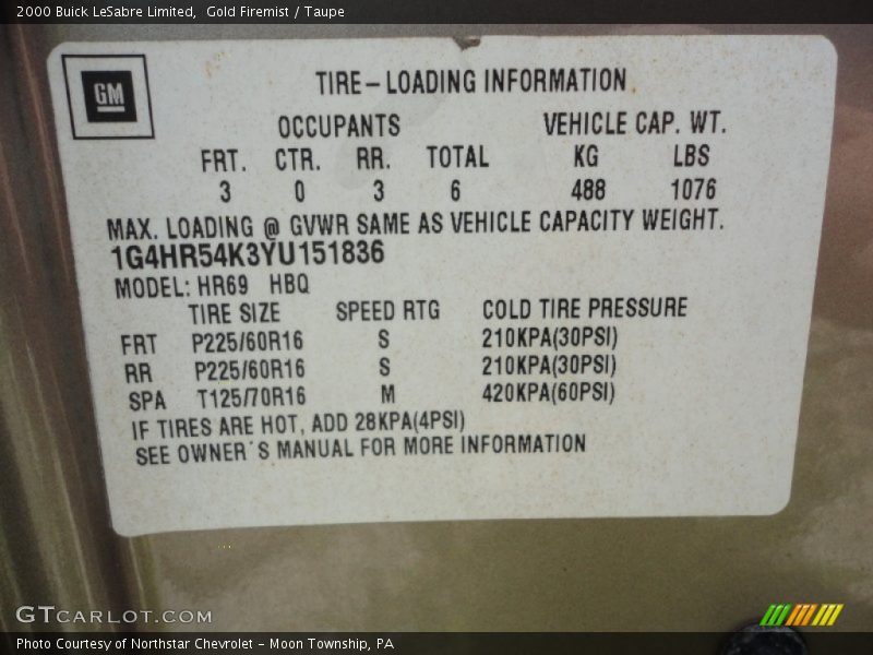 Gold Firemist / Taupe 2000 Buick LeSabre Limited