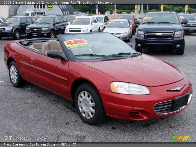 Inferno Red Tinted Pearl / Sandstone 2003 Chrysler Sebring LX Convertible