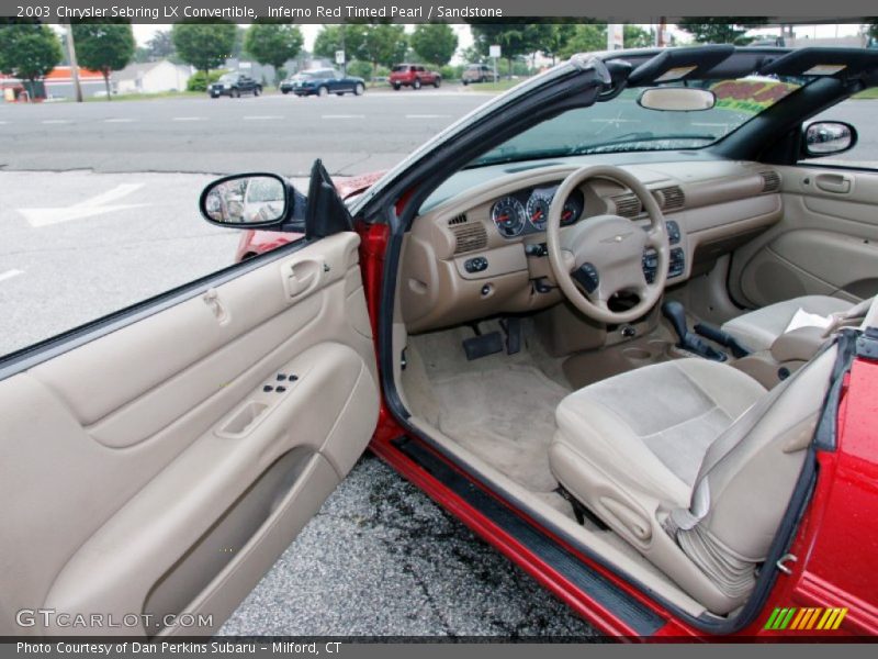 Inferno Red Tinted Pearl / Sandstone 2003 Chrysler Sebring LX Convertible