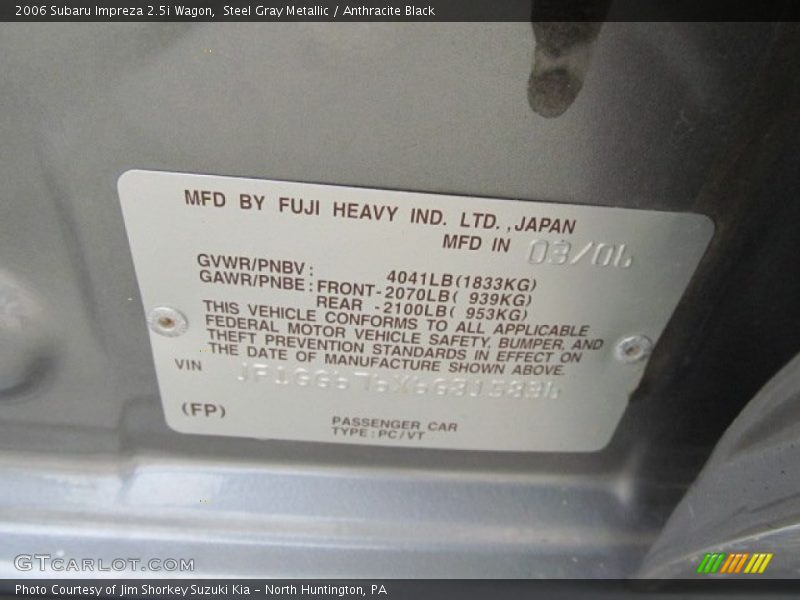 Steel Gray Metallic / Anthracite Black 2006 Subaru Impreza 2.5i Wagon