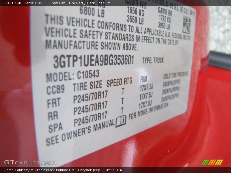 Fire Red / Dark Titanium 2011 GMC Sierra 1500 SL Crew Cab