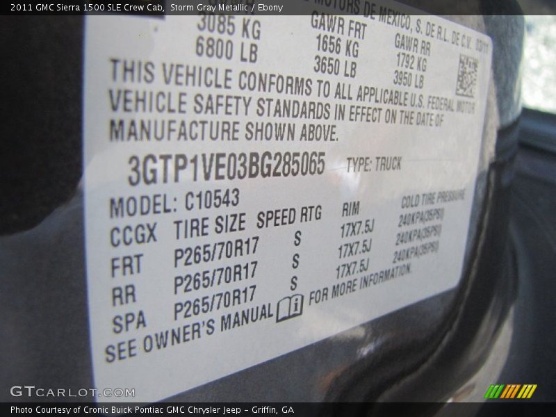 Storm Gray Metallic / Ebony 2011 GMC Sierra 1500 SLE Crew Cab
