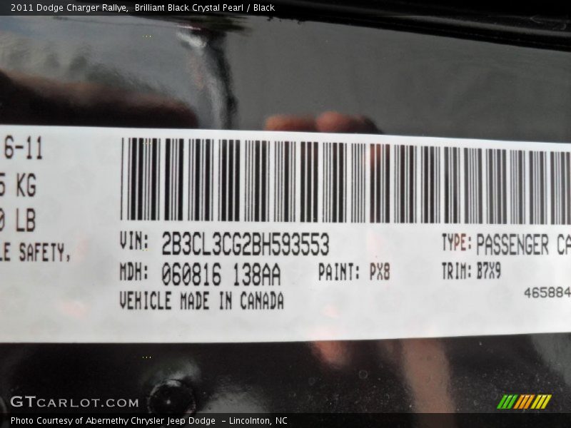 Brilliant Black Crystal Pearl / Black 2011 Dodge Charger Rallye