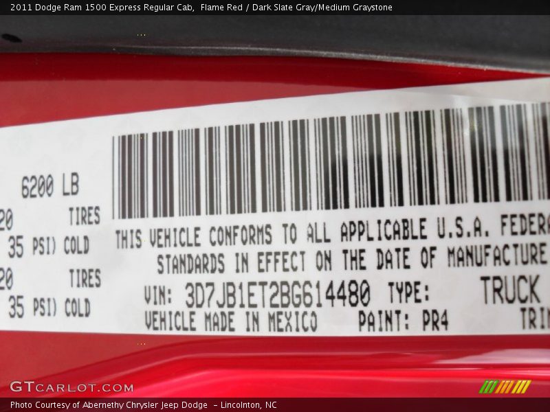 Flame Red / Dark Slate Gray/Medium Graystone 2011 Dodge Ram 1500 Express Regular Cab