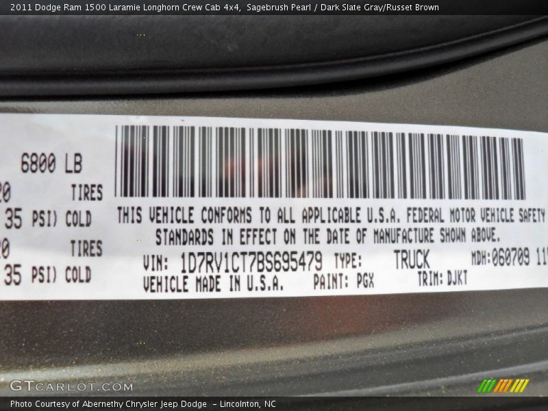 2011 Ram 1500 Laramie Longhorn Crew Cab 4x4 Sagebrush Pearl Color Code PGX