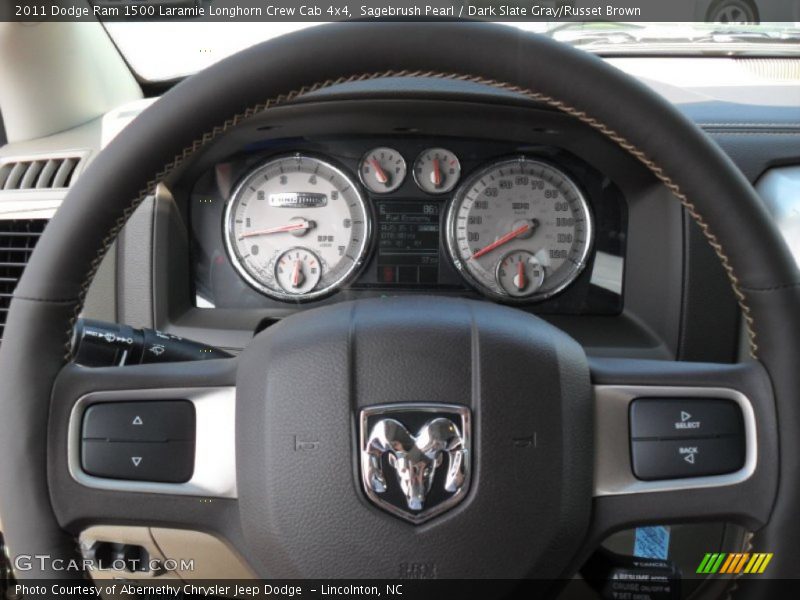 Sagebrush Pearl / Dark Slate Gray/Russet Brown 2011 Dodge Ram 1500 Laramie Longhorn Crew Cab 4x4
