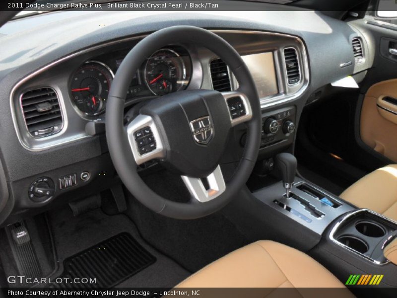 Brilliant Black Crystal Pearl / Black/Tan 2011 Dodge Charger Rallye Plus
