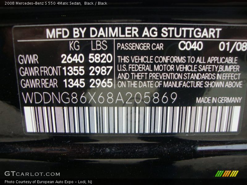 Black / Black 2008 Mercedes-Benz S 550 4Matic Sedan