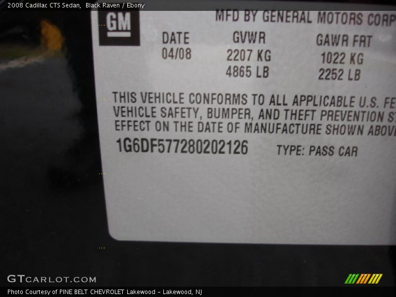 Black Raven / Ebony 2008 Cadillac CTS Sedan
