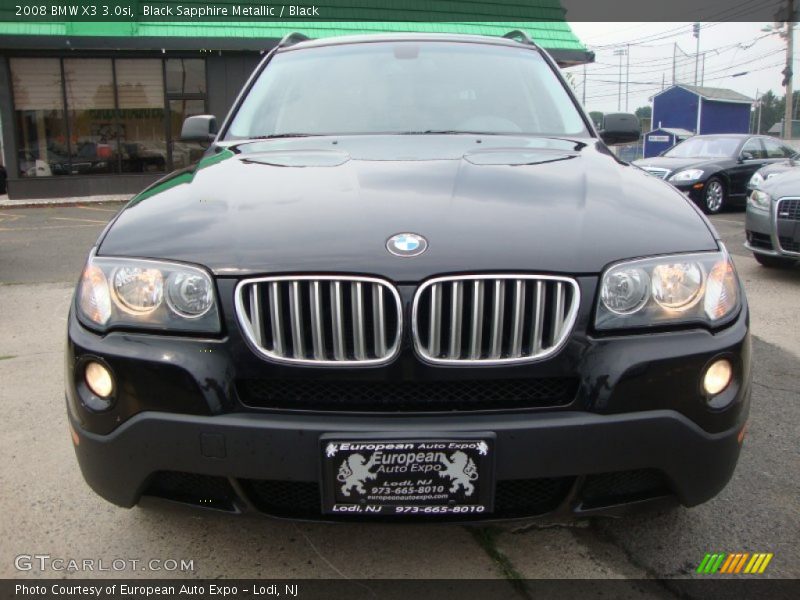 Black Sapphire Metallic / Black 2008 BMW X3 3.0si