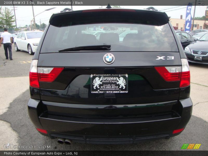 Black Sapphire Metallic / Black 2008 BMW X3 3.0si