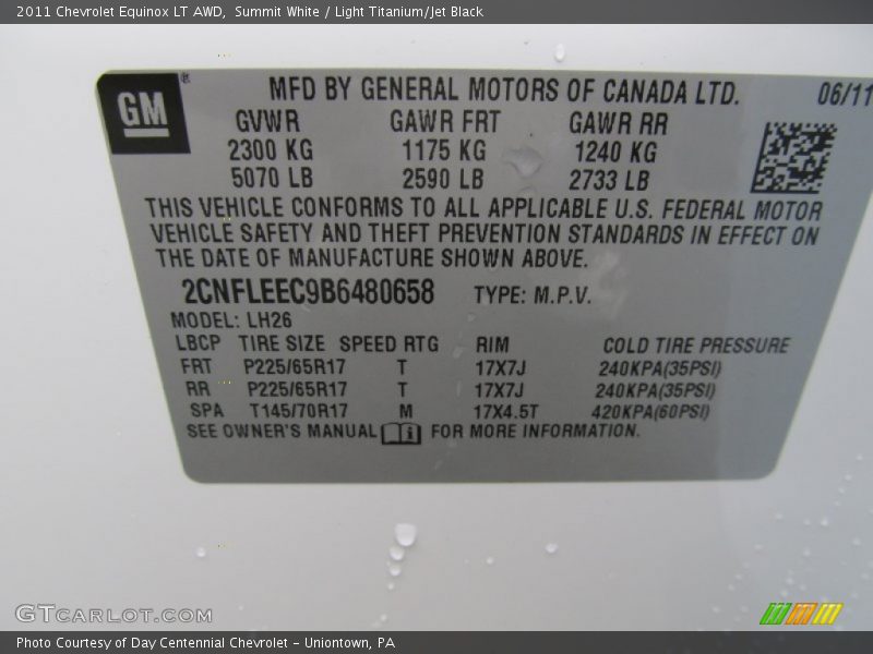 Summit White / Light Titanium/Jet Black 2011 Chevrolet Equinox LT AWD