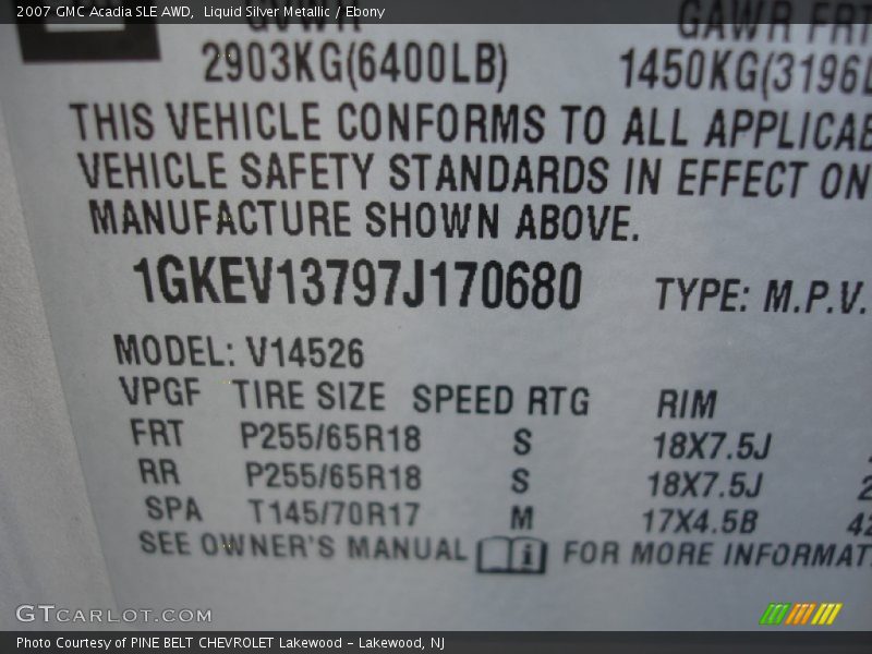 Liquid Silver Metallic / Ebony 2007 GMC Acadia SLE AWD