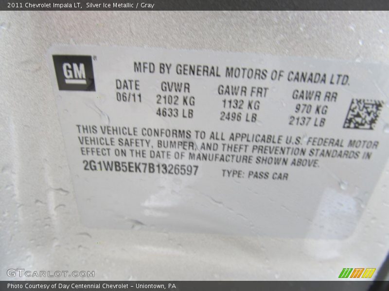 Silver Ice Metallic / Gray 2011 Chevrolet Impala LT
