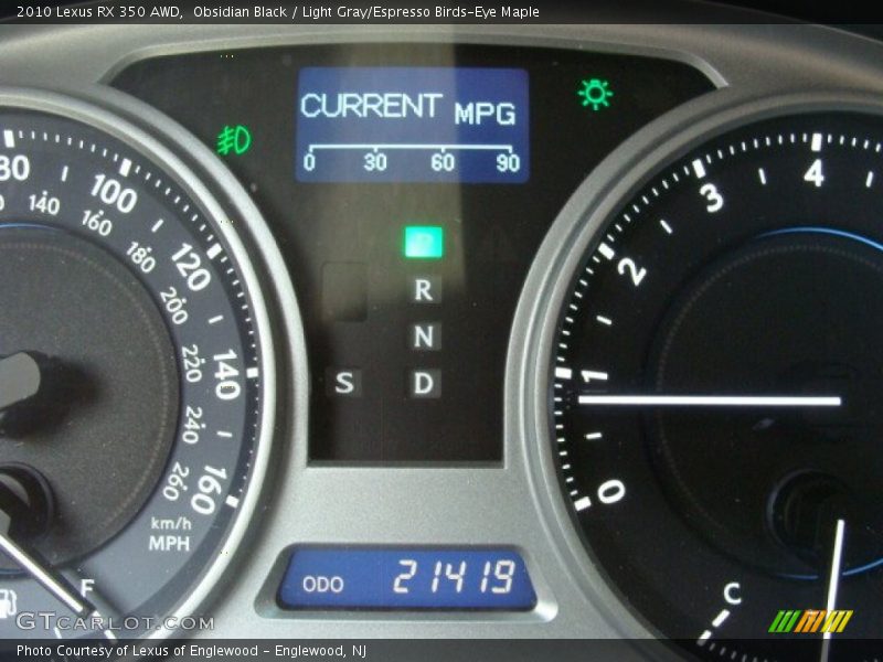 Obsidian Black / Light Gray/Espresso Birds-Eye Maple 2010 Lexus RX 350 AWD