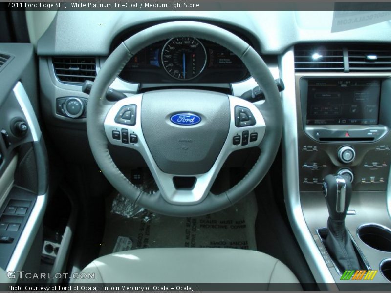 White Platinum Tri-Coat / Medium Light Stone 2011 Ford Edge SEL