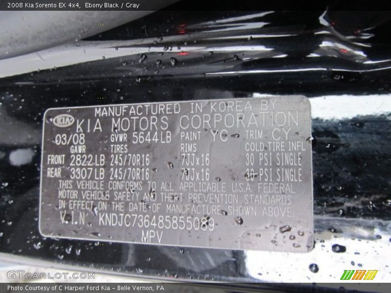 Ebony Black / Gray 2008 Kia Sorento EX 4x4