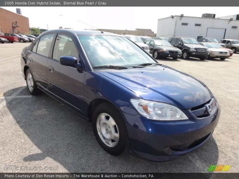 Eternal Blue Pearl / Gray 2005 Honda Civic Hybrid Sedan