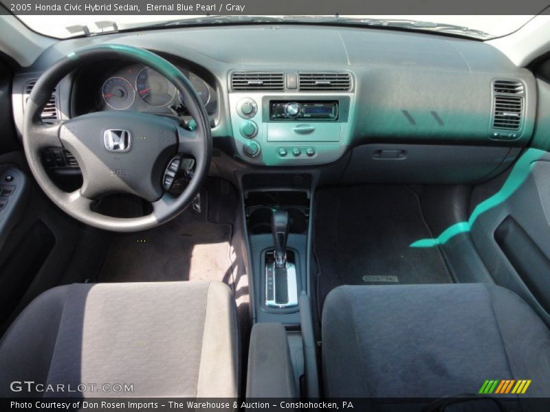 Eternal Blue Pearl / Gray 2005 Honda Civic Hybrid Sedan