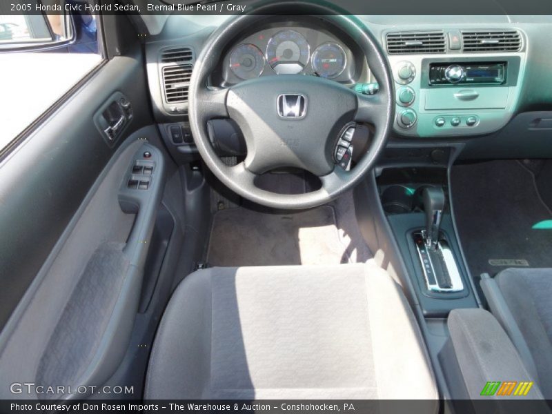 Eternal Blue Pearl / Gray 2005 Honda Civic Hybrid Sedan