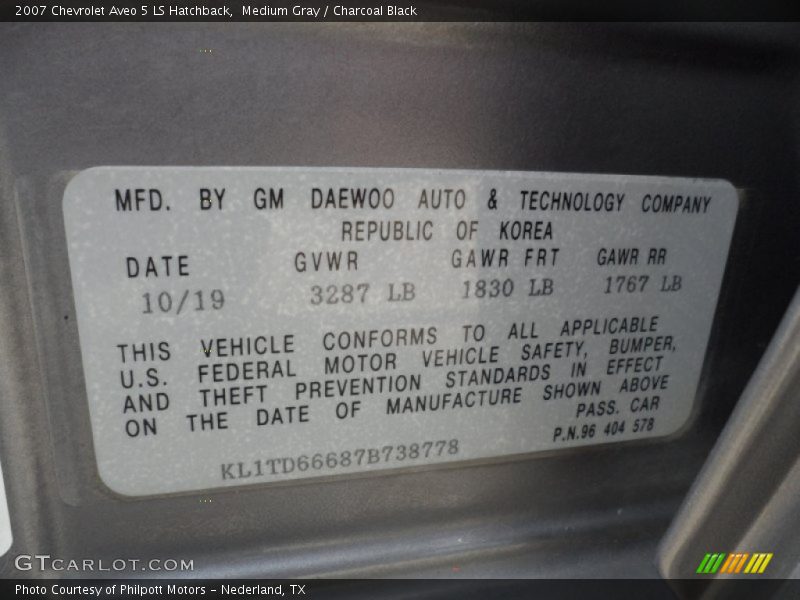Medium Gray / Charcoal Black 2007 Chevrolet Aveo 5 LS Hatchback