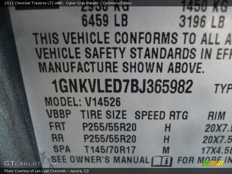 Cyber Gray Metallic / Cashmere/Ebony 2011 Chevrolet Traverse LTZ AWD