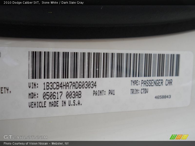 Stone White / Dark Slate Gray 2010 Dodge Caliber SXT