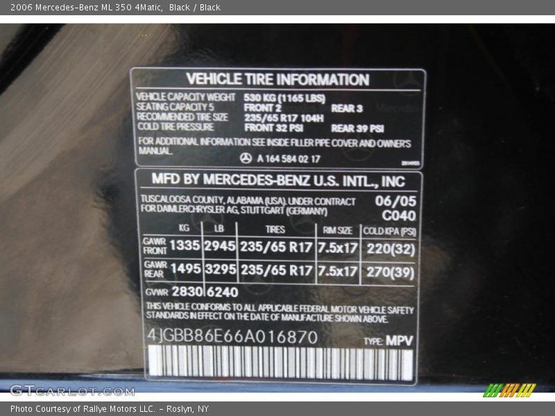 Black / Black 2006 Mercedes-Benz ML 350 4Matic
