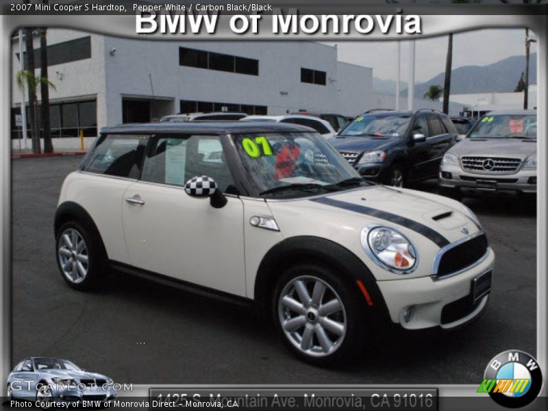 Pepper White / Carbon Black/Black 2007 Mini Cooper S Hardtop