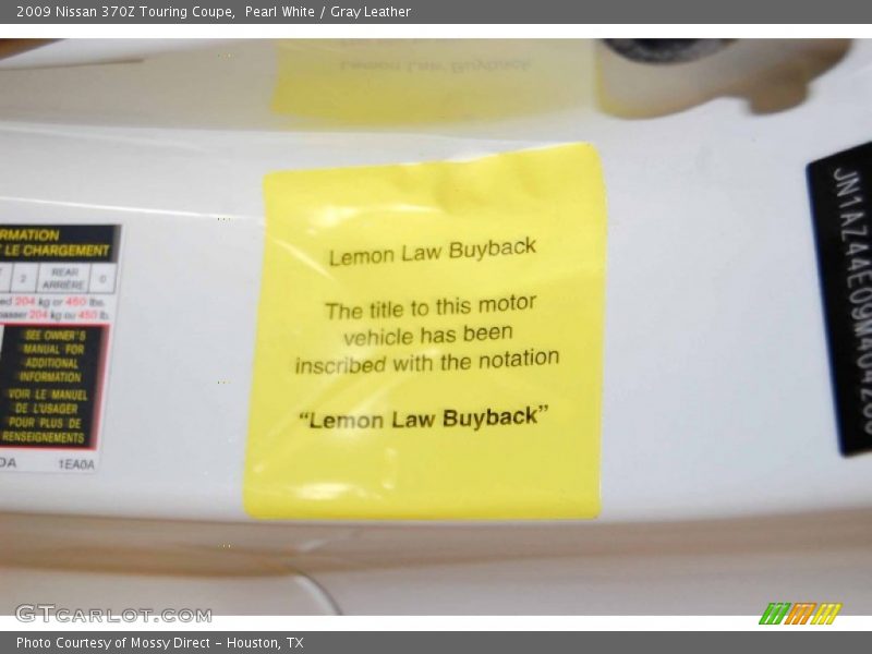 Pearl White / Gray Leather 2009 Nissan 370Z Touring Coupe