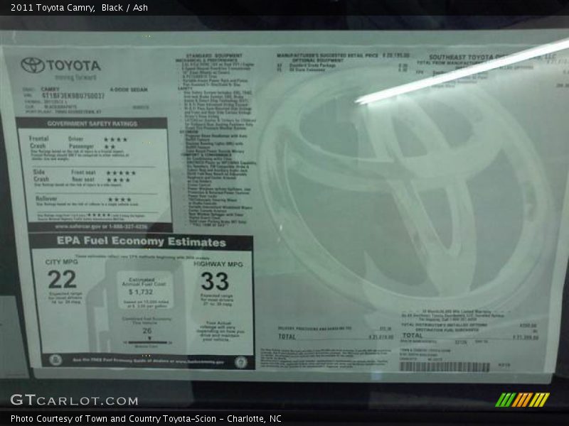  2011 Camry  Window Sticker