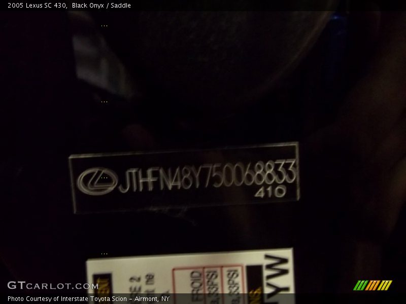 Black Onyx / Saddle 2005 Lexus SC 430