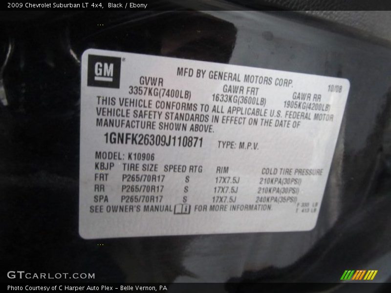 Black / Ebony 2009 Chevrolet Suburban LT 4x4