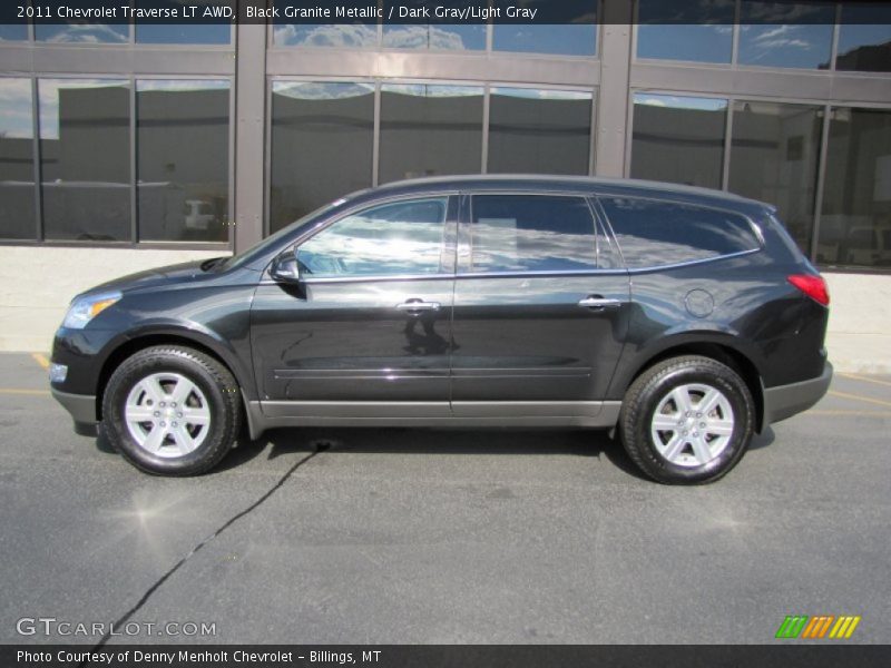 Black Granite Metallic / Dark Gray/Light Gray 2011 Chevrolet Traverse LT AWD