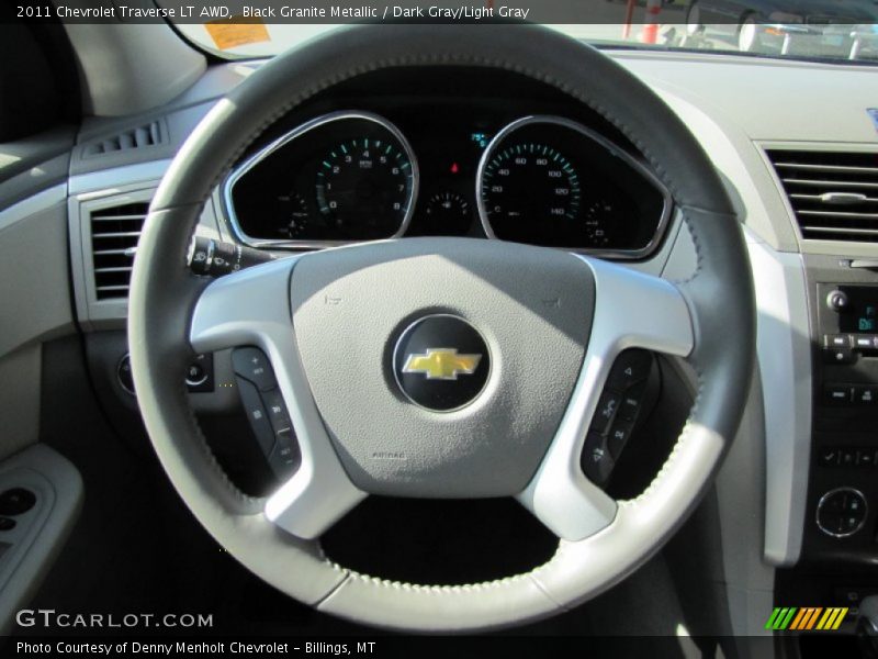 Black Granite Metallic / Dark Gray/Light Gray 2011 Chevrolet Traverse LT AWD