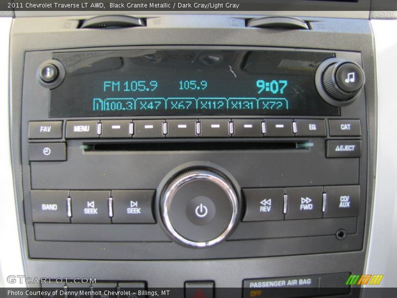Black Granite Metallic / Dark Gray/Light Gray 2011 Chevrolet Traverse LT AWD