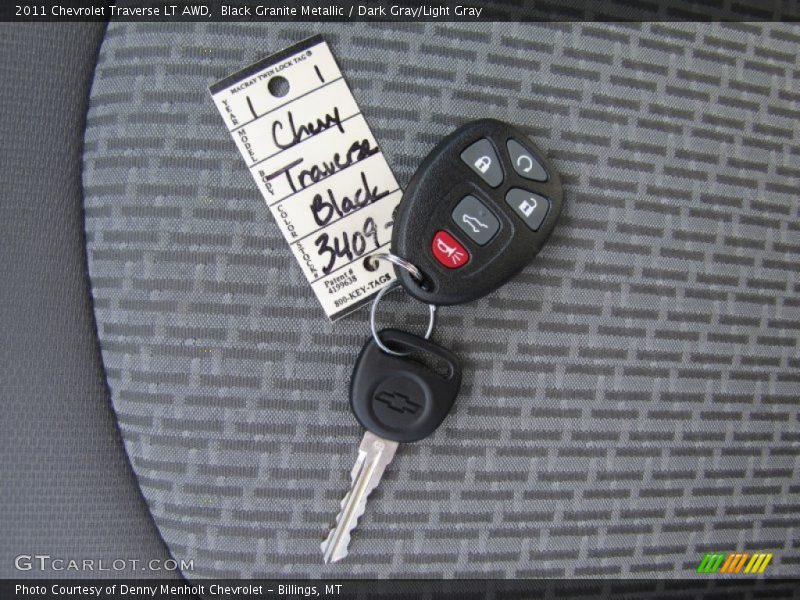 Black Granite Metallic / Dark Gray/Light Gray 2011 Chevrolet Traverse LT AWD