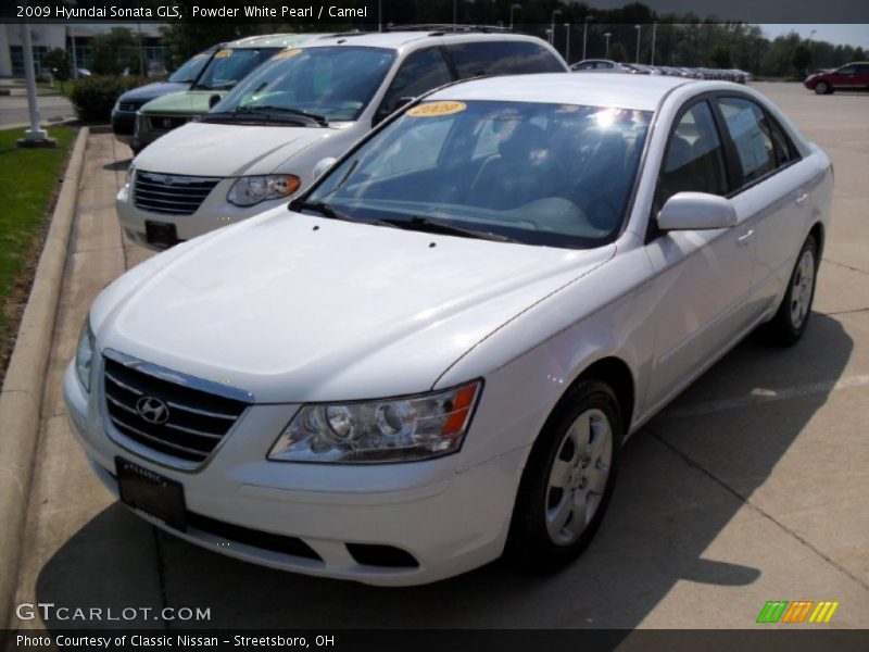 Powder White Pearl / Camel 2009 Hyundai Sonata GLS