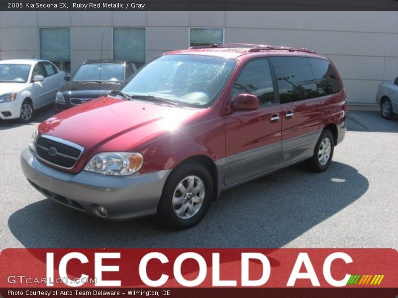 Ruby Red Metallic / Gray 2005 Kia Sedona EX
